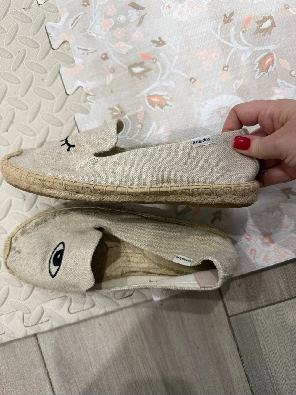 Soludos Natural Canvas Espadrilles with Eye Motif